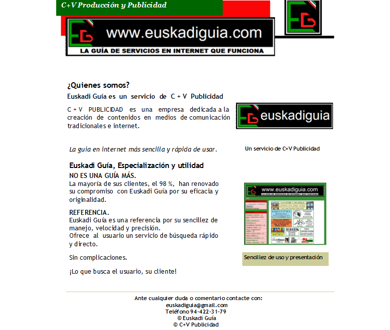 Euskadiguia ofrece al usuario un servicio de busqueda rapido y directo